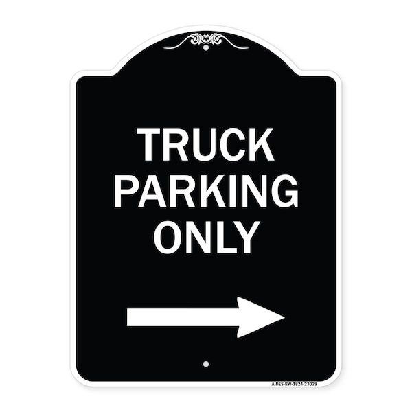 Signmission Reserved Parking Truck Parking W/ Right Arrow Heavy-Gauge Aluminum Sign, 24" x 18", BW-1824-23029 A-DES-BW-1824-23029 - main